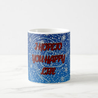 I Hope To You Happy Life Blue Snowflake Coffee Mug Kaffemugg