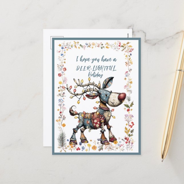 I Hope You Have A DEER-LIGHTFUL Holiday Helg Vykort (Fram/Back In Situ)