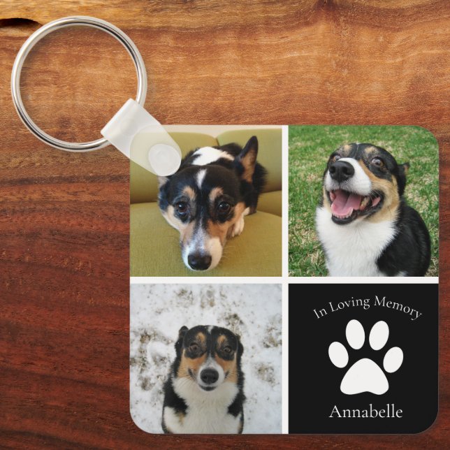 I Hund Loving Memory Anpassningsbar Photo Collage  Nyckelring (Framsida)