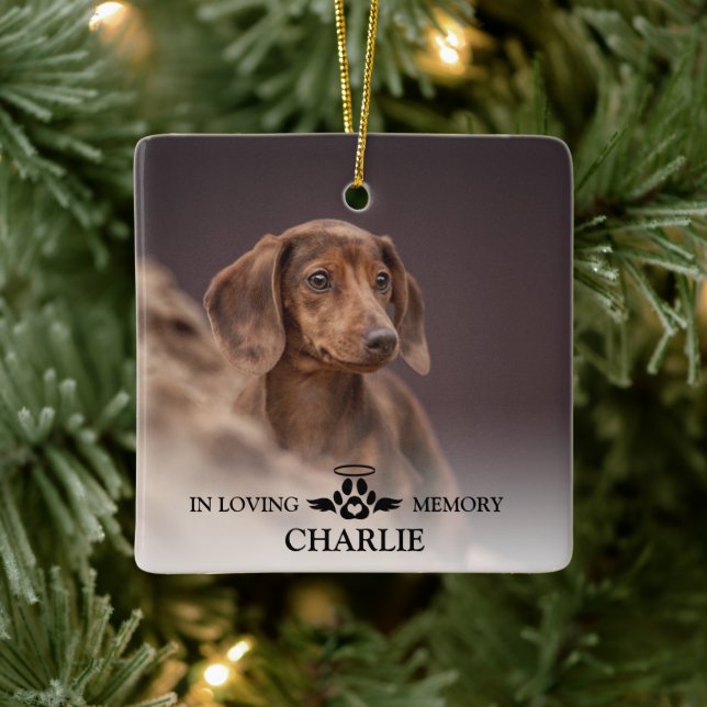 I Hund Loving Memory Elegant Photo Pet Memorial C Julgransprydnad Keramik (Träd)