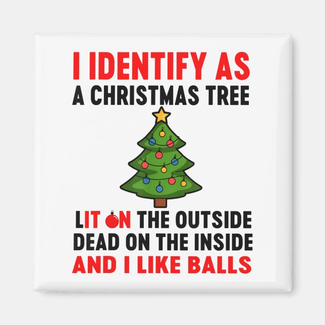 I Identify As A Christmas Tree Lit On The Outside  Magnet (Framsidan)