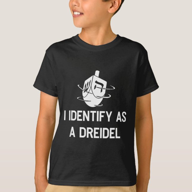 I Identify As A Dreidel Funny Hanukkah Gelt Menora T Shirt (Framsida)