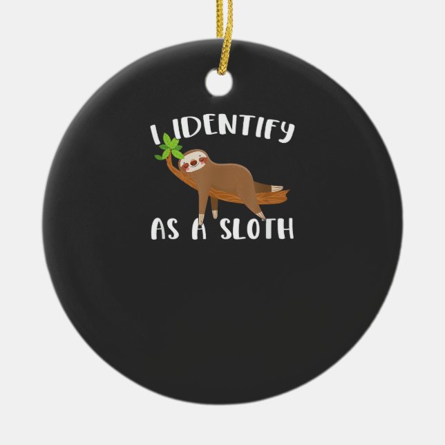 I Identify As A Sloth T-Shirt Julgransprydnad Keramik (Framsidan)