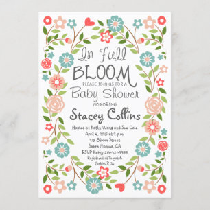 I inbjudan till Fullt Bloom Baby Shower