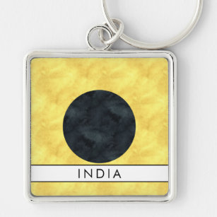 I India Nautical Signal Flagga + Ditt namn Fyrkantig Silverfärgad Nyckelring