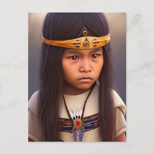 i\iNDIAN LITTLE Native American BOY-vykort Vykort (Framsida)