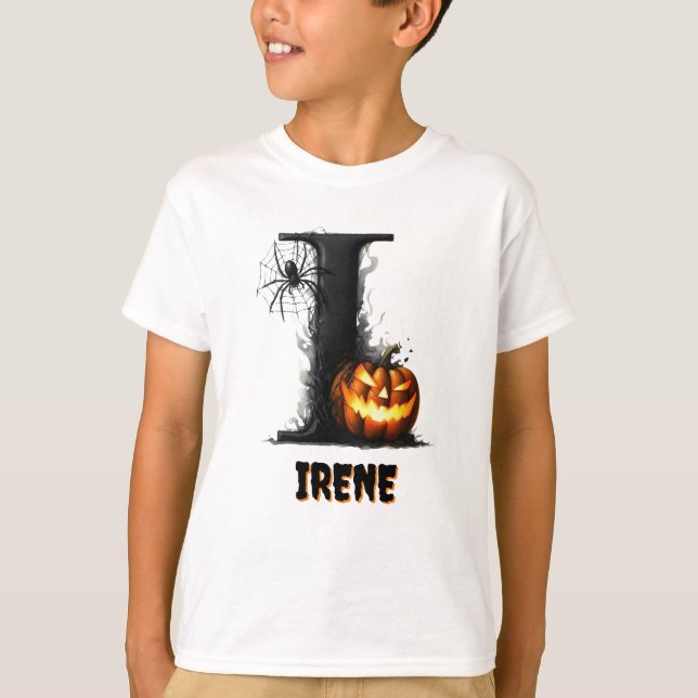 I Initial Bus eller godis Halloween T Shirt (Framsida)