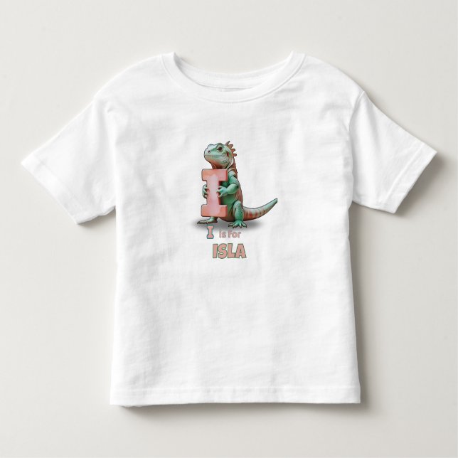 I is for Isla – Personalized Toddler T-shirt  (Framsida)