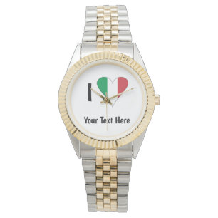 I (italienska Flagga Heart Kärlek) Er text Armbandsur