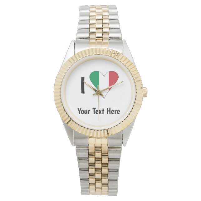 I (italienska Flagga Heart Kärlek) Er text Armbandsur (Framsida)