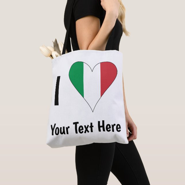 I (italienska Flagga Heart Kärlek) Er text Tygkasse (Närbild)