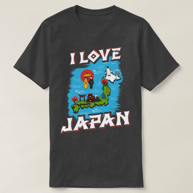 I japansk kultur i Kärlek Japan Karta T Shirt (Design framsida)
