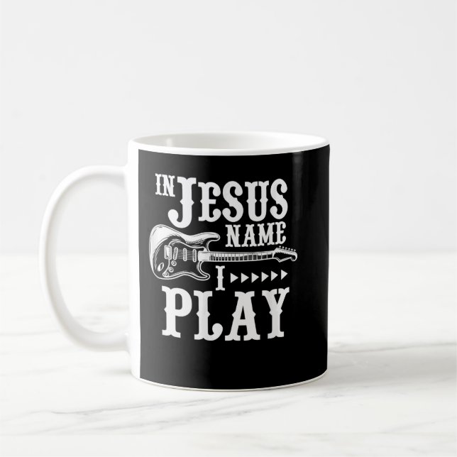 I Jesu Namn Spelar Jag Gitarr Kristlig Gitarr Kaffemugg (Vänster)