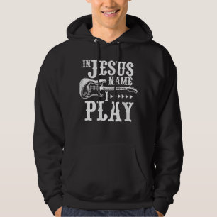 I Jesus Namn Jag Spelar Gitarr Kristna Gitarr Hoodie