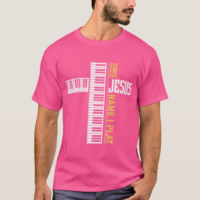 I Jesus Namn spelar jag Christian Pianist Piano Äl T Shirt (Framsida)
