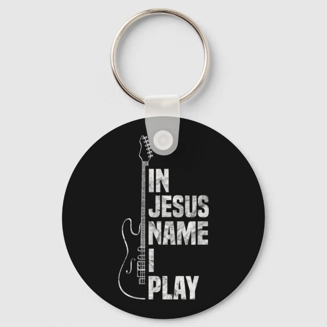 I Jesus Namn spelar jag Guitar Christian Guitar Pl Nyckelring (Framsida)