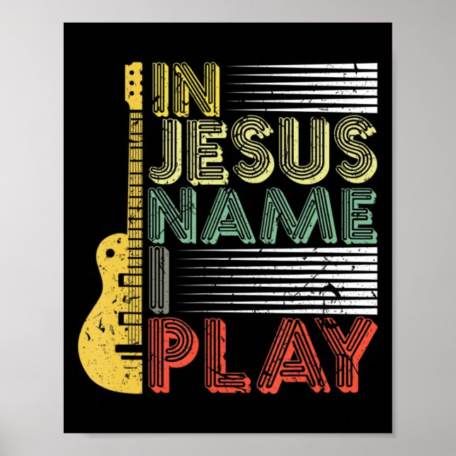 I Jesus Namn spelar jag Guitar Christian Music Äls Poster (Framsidan)