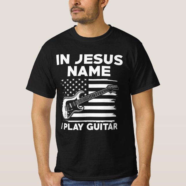 I Jesus Namn spelar jag Guitar T Shirt (Framsida)