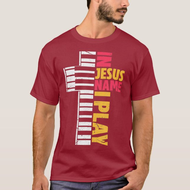 I Jesus Namn spelar jag Piano-kristna T Shirt (Framsida)