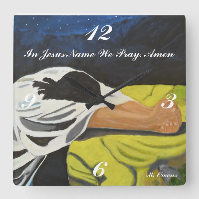 I Jesus Namn spelar vi in Square Clock Fyrkantig Klocka (Framsida)