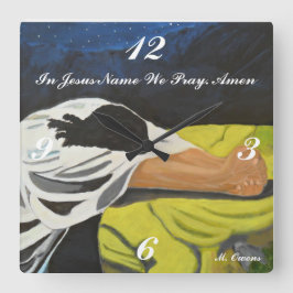 I Jesus Namn spelar vi in Square Clock Fyrkantig Klocka