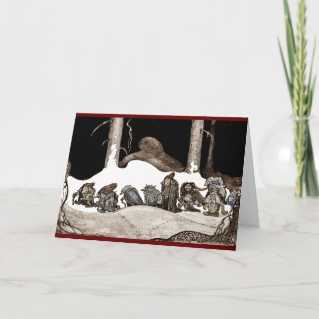 I julafton Tomte-Nisse Helgkort (Framsida)