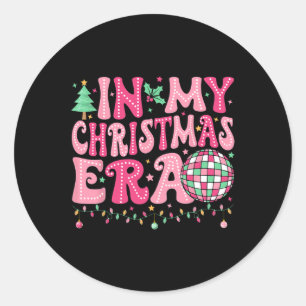 I jultidsåldern God jul Träd Julafton Cute Runt Klistermärke