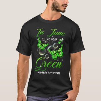 I Juni Bär Vi Grön Fjäril Skolios Medvetenhet T Shirt