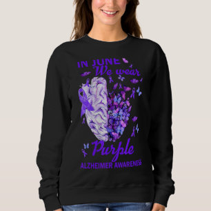 I juni Bäror vi Lila Alzheimer Awareness Brain S T Shirt