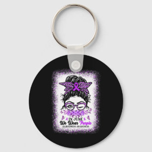 I juni Bäror vi Lila Alzheimer Awareness Messy B Nyckelring