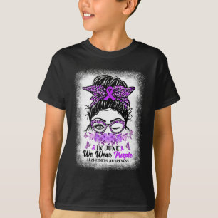 I juni Bäror vi Lila Alzheimer Awareness Messy B T Shirt