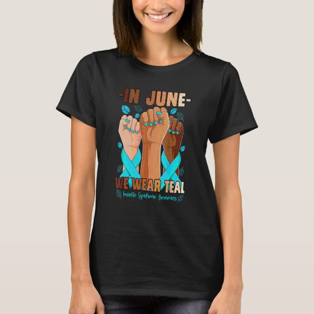 I juni Bäror vi Teal Tourette Syndrome Awareness H T Shirt (Framsida)