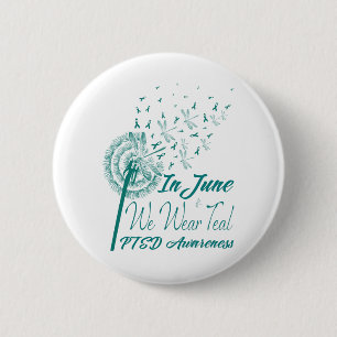 I juni talar vi om Teal PTSD Awareness Dandelion Knapp