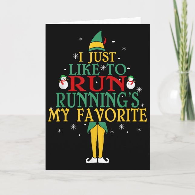 I Just Like To Run Running's My Favorite Christmas Kort (Framsida)