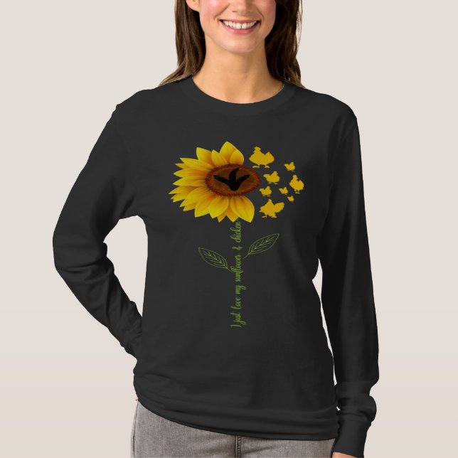 I Just Love My Sunflowers Yellow Flowers & Cute Ch T Shirt (Framsida)