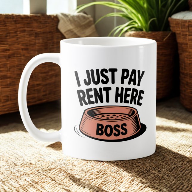 I Just Pay Rent Here | Pet Rule Humor Kaffemugg (Skapare uppladdad)