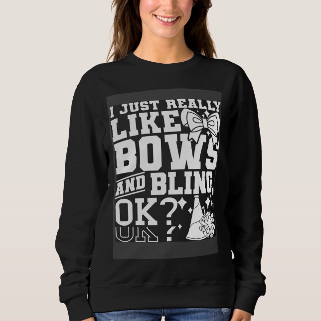 I Just Really Like Bows And Bling Cheerleader Chee T Shirt (Framsida)