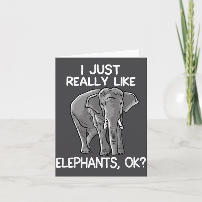 I Just Really Like Elephants Funny Elephant Lover  Kort (Framsida)