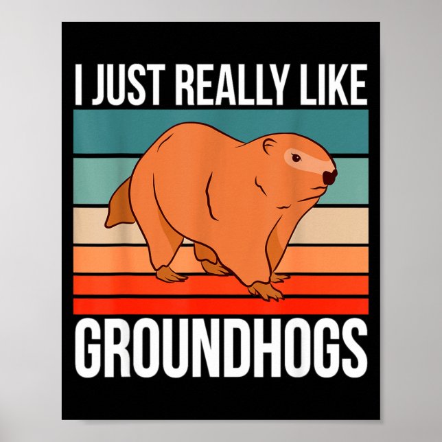 I Just Really Like Groundhogs Retro Groundhog  Poster (Framsidan)