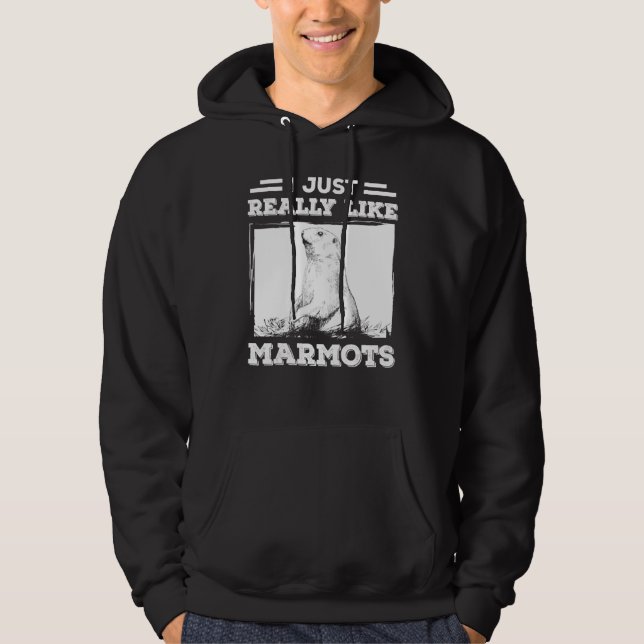 I Just Really Like Marmots, Groundhog Day February Hoodie (Framsida)