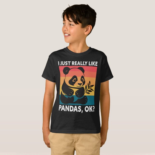 I Just Really Like Pandas OK – Cute Retro Panda  T Shirt (Hel framsida)