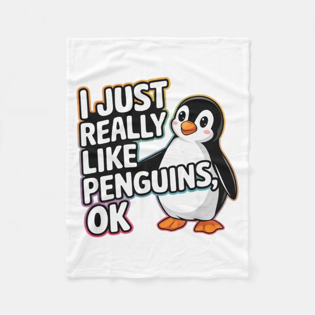 I Just Really Like Penguins Ok Funny Design  Fleecefilt (Framsidan)