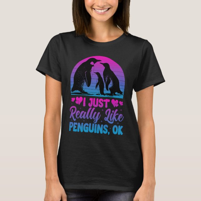 I Just Really Like Penguins OK   Penguin T Shirt (Framsida)