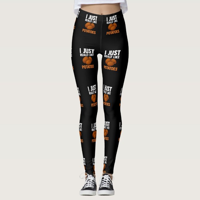 I Just Really Like Potatoes Potato Food Humor Leggings (Framsida)