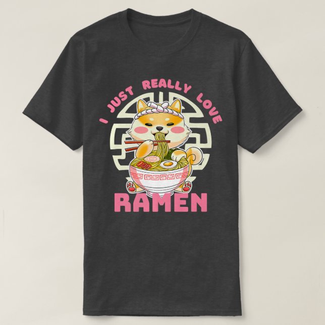 I just Really Love Anime Ramen Corgi Premium  T Shirt (Design framsida)