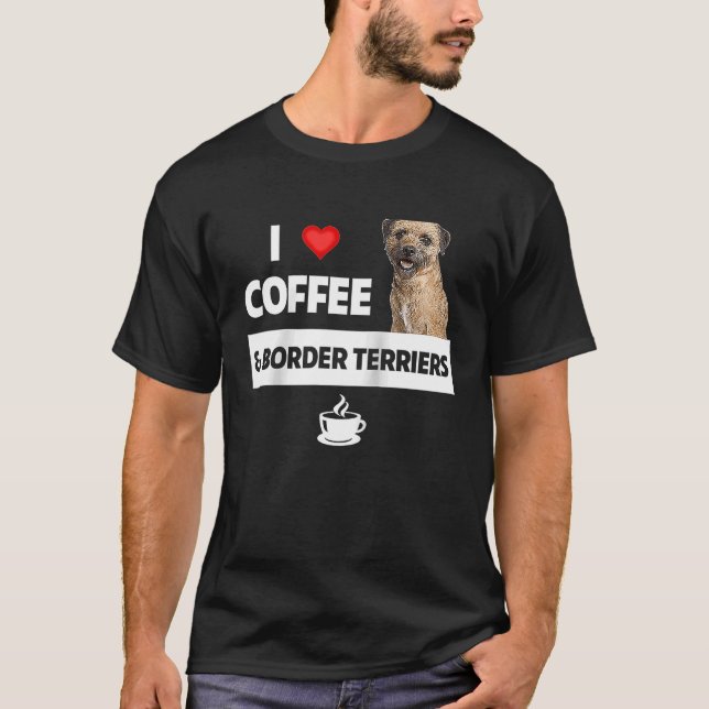 I Kaffe och Gräns Terriers Hund Pappa Drin T Shirt (Framsida)