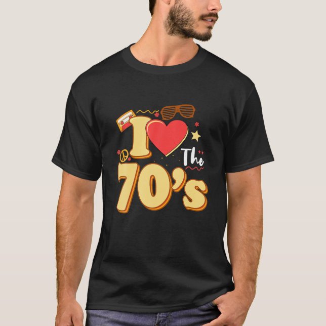 I Kärlek, 70-70-talets Coola Retro T Shirt (Framsida)