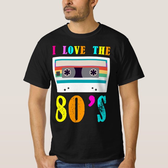 I Kärlek 80:s Bright Neon Färg T Shirt (Framsida)