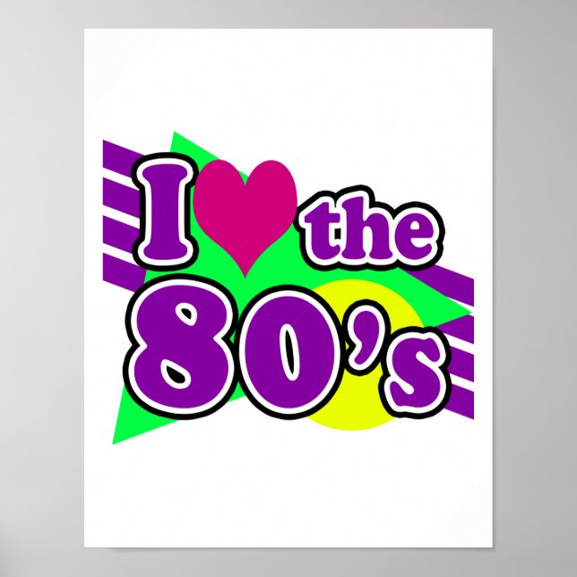 I Kärlek 80:s Geometric Neon 80 Party Poster (Framsidan)