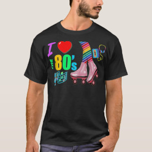 I Kärlek 80:s Retro Rainbow Ben Rosa Roller? T Shirt